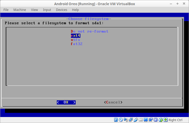 Choose target filesystem