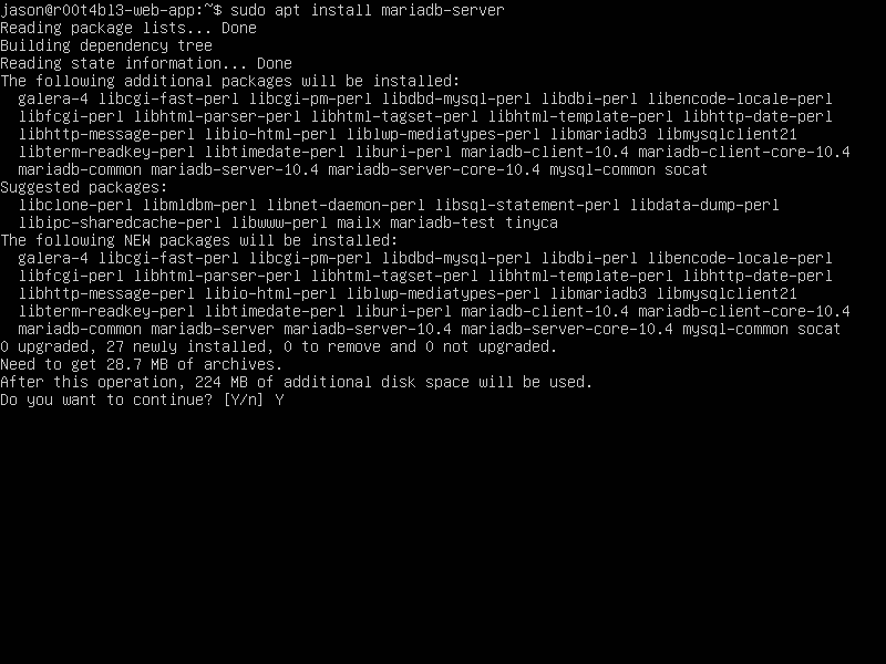 Run apt install mariadb-server