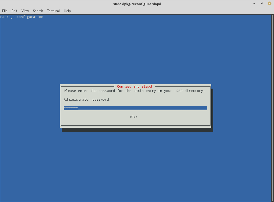 Enter password. Dpkg-reconfigure slapd. OPENLDAP. You enter password.