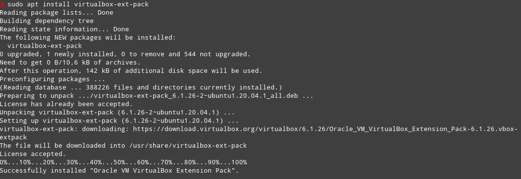 VirtualBox Extension Pack Installation