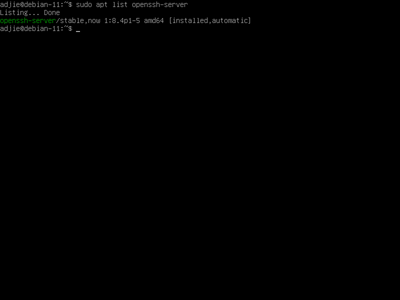 OpenSSH Server Installed