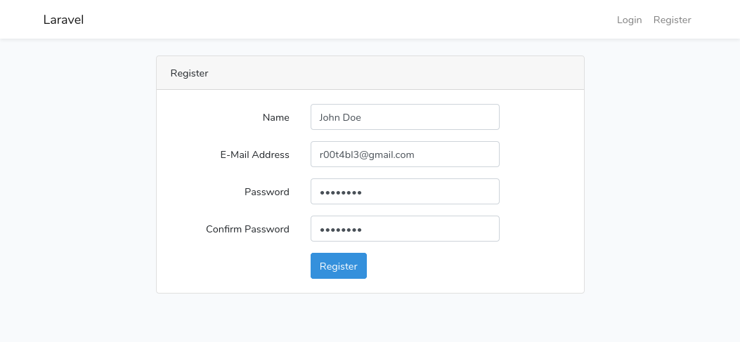 Laravel registration