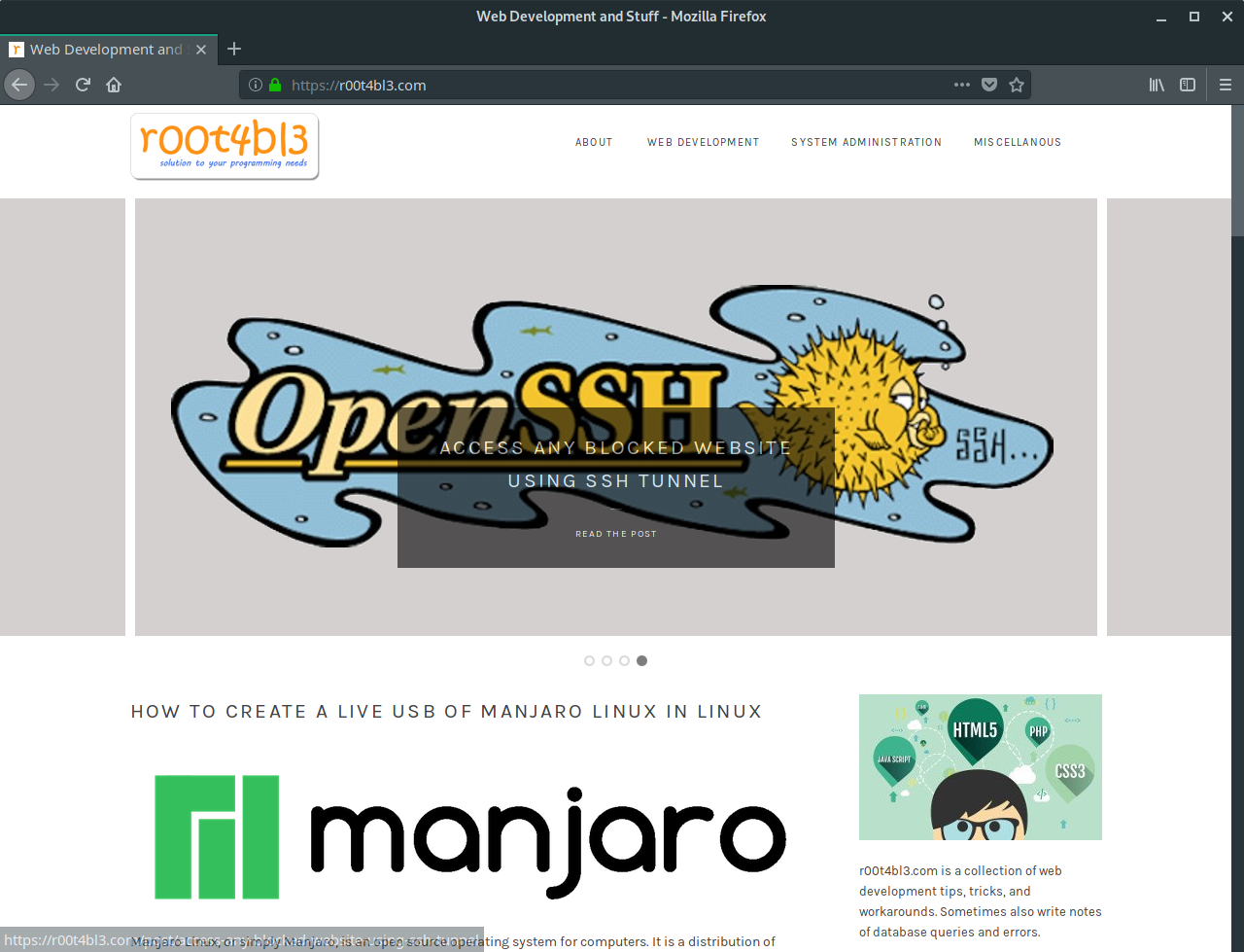 Firefox on Manjaro Linux Screenshot